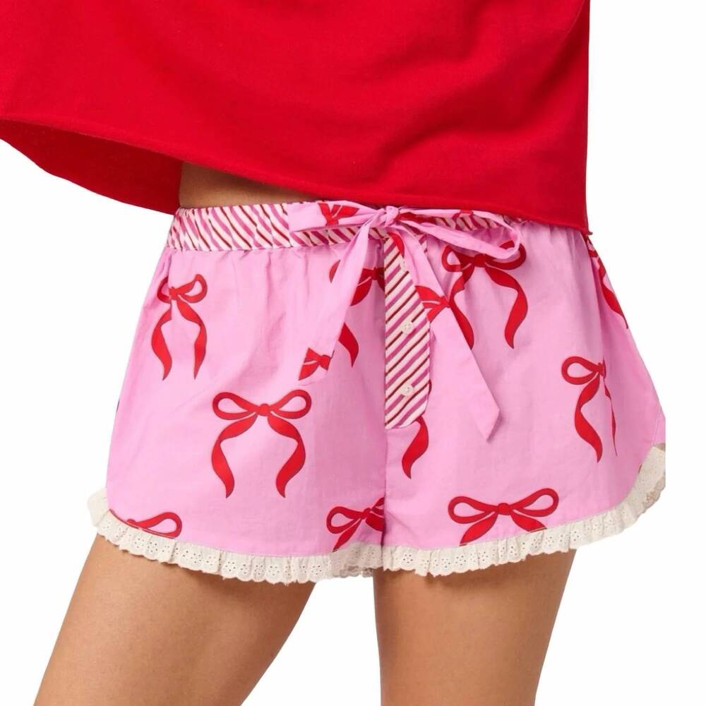 NEW SHIRALEAH bow boxer shorts in pink